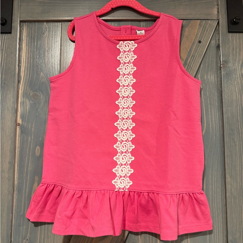 Janie and Jack Pink Tank Top with Lace Accent